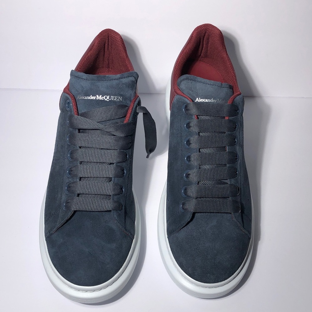 Alexander McQueen Men's Gray and Burgundy Sneakers size 44